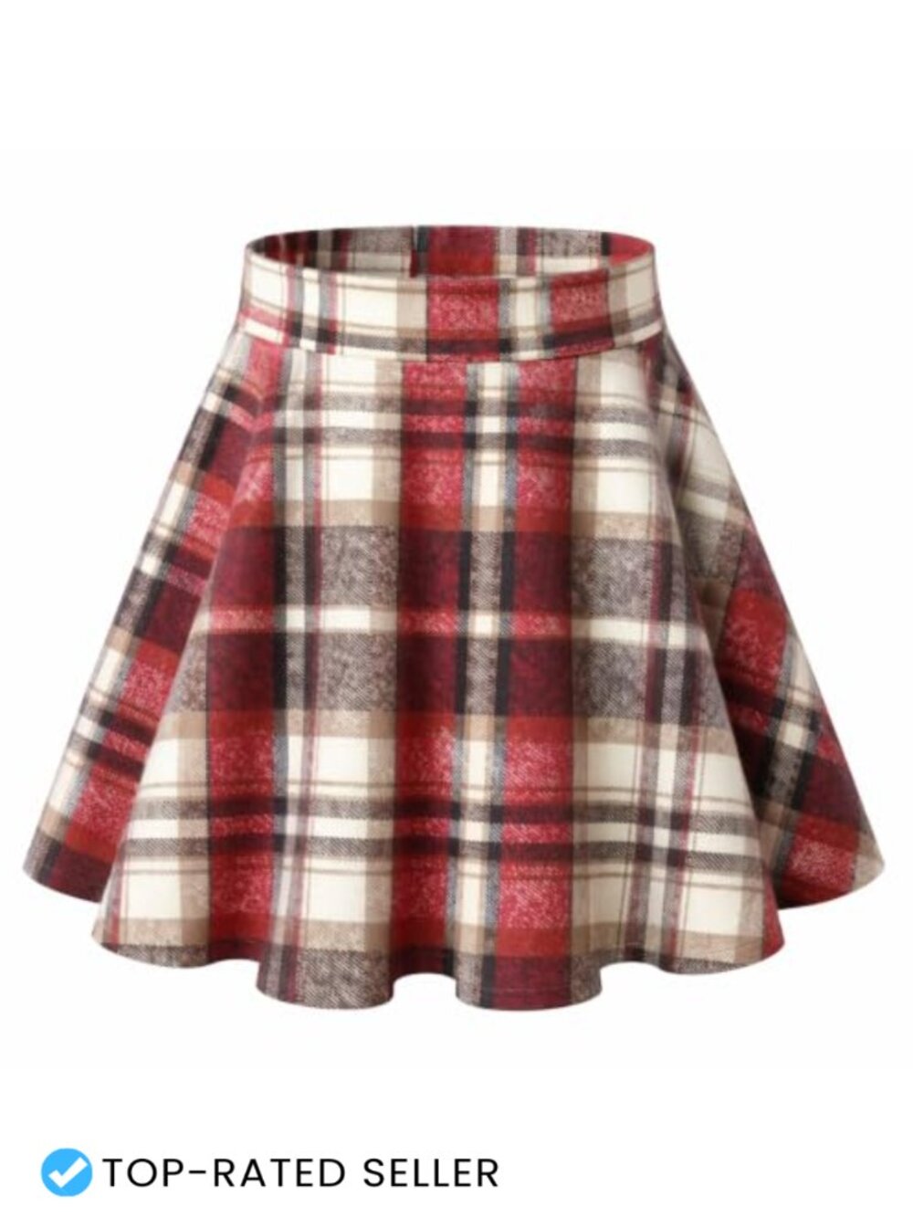 Women's Pleated Mini Skater Skirt A-Line High Waist Stretchy